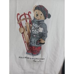 Polo Bear With Sled Cream Polo Ralph Lauren Kids XS Long Sleeve Curved Hem